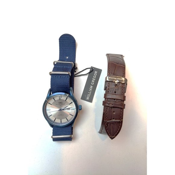 NWOT William Gregor Stainless Steel Blue Watch - Picture 3 of 4